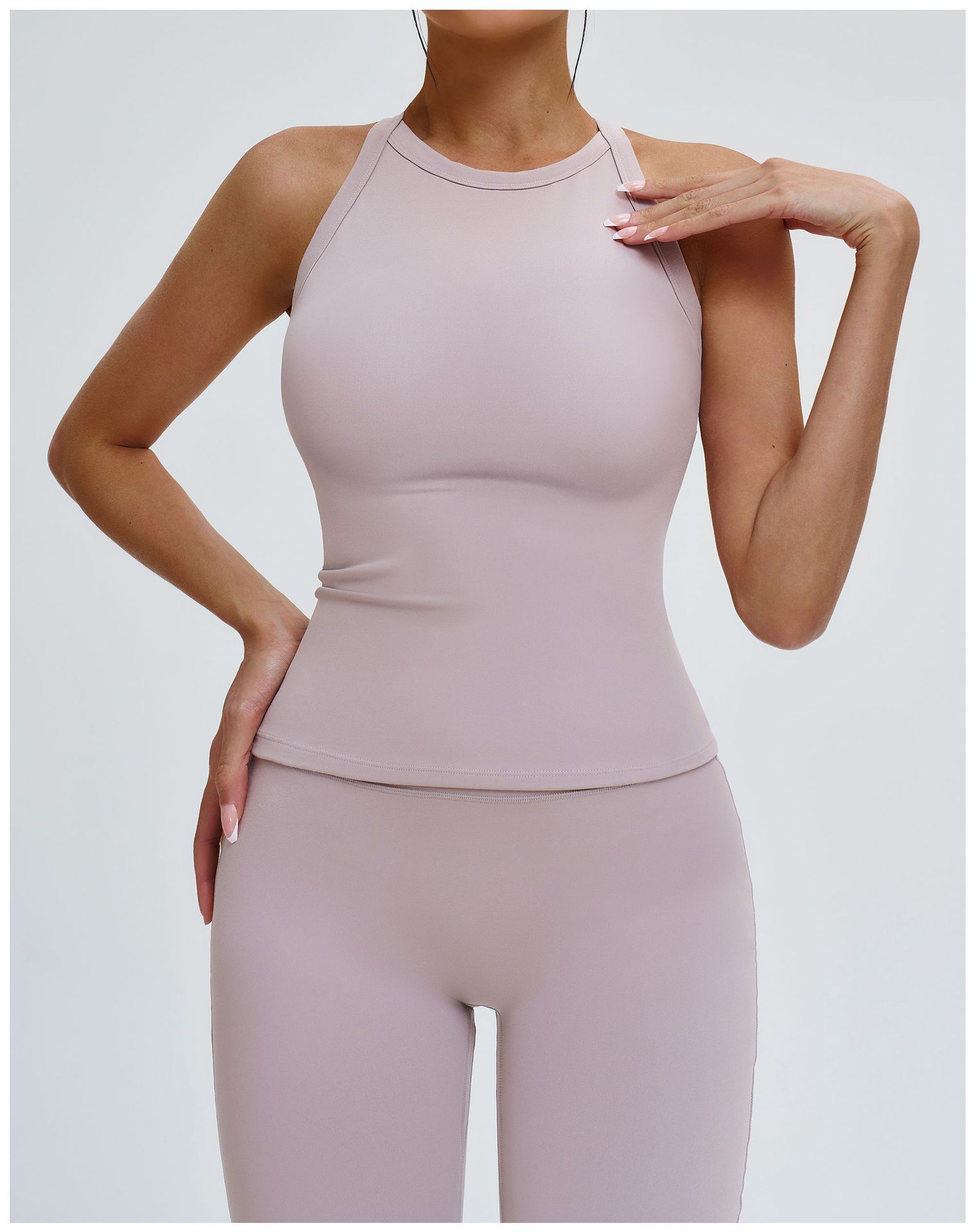 Women Off White Padded Racerback Tank Slim Yoga Running Daily Basic Camisole Top - Image 4