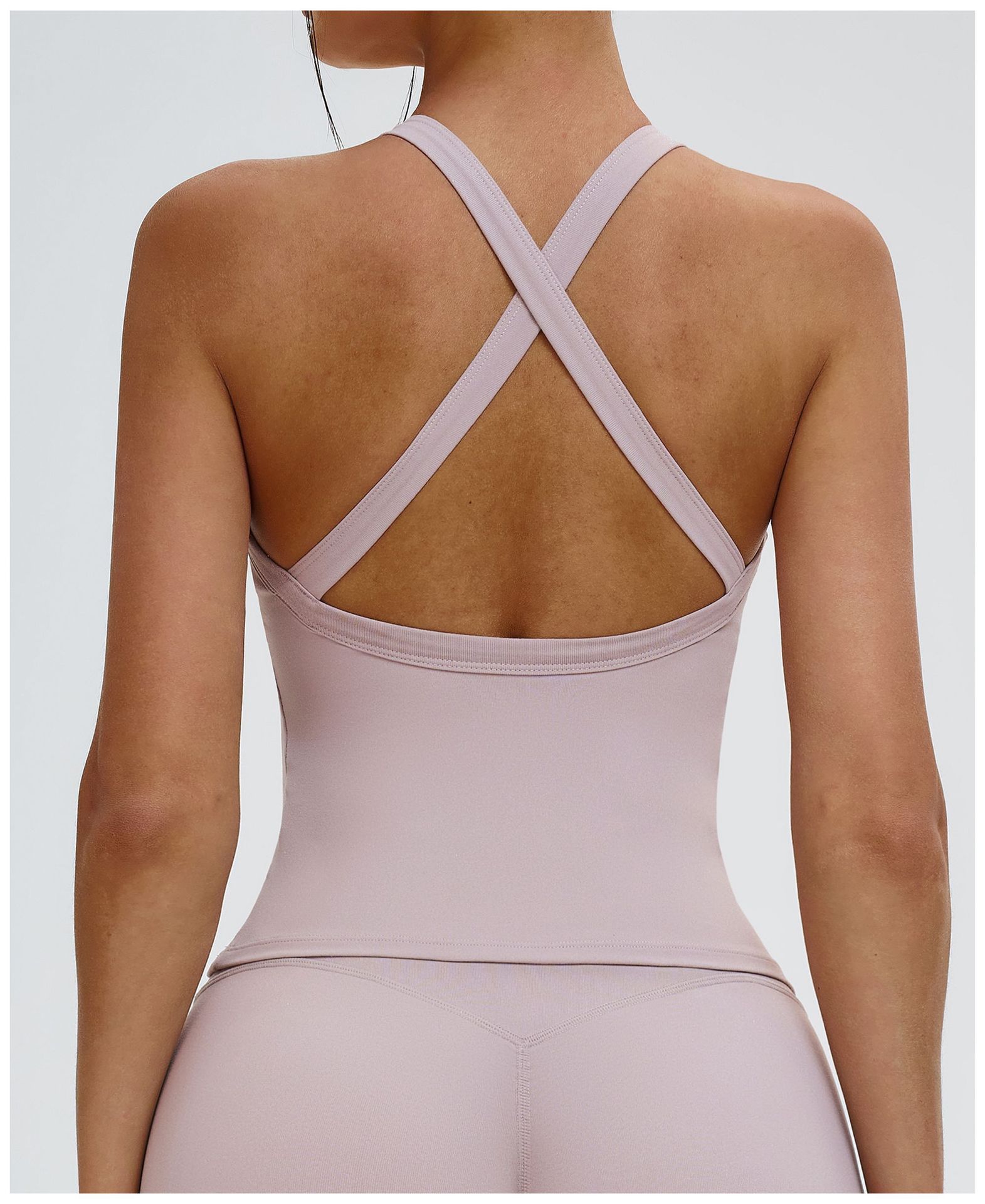 Women Off White Padded Racerback Tank Slim Yoga Running Daily Basic Camisole Top - Image 5
