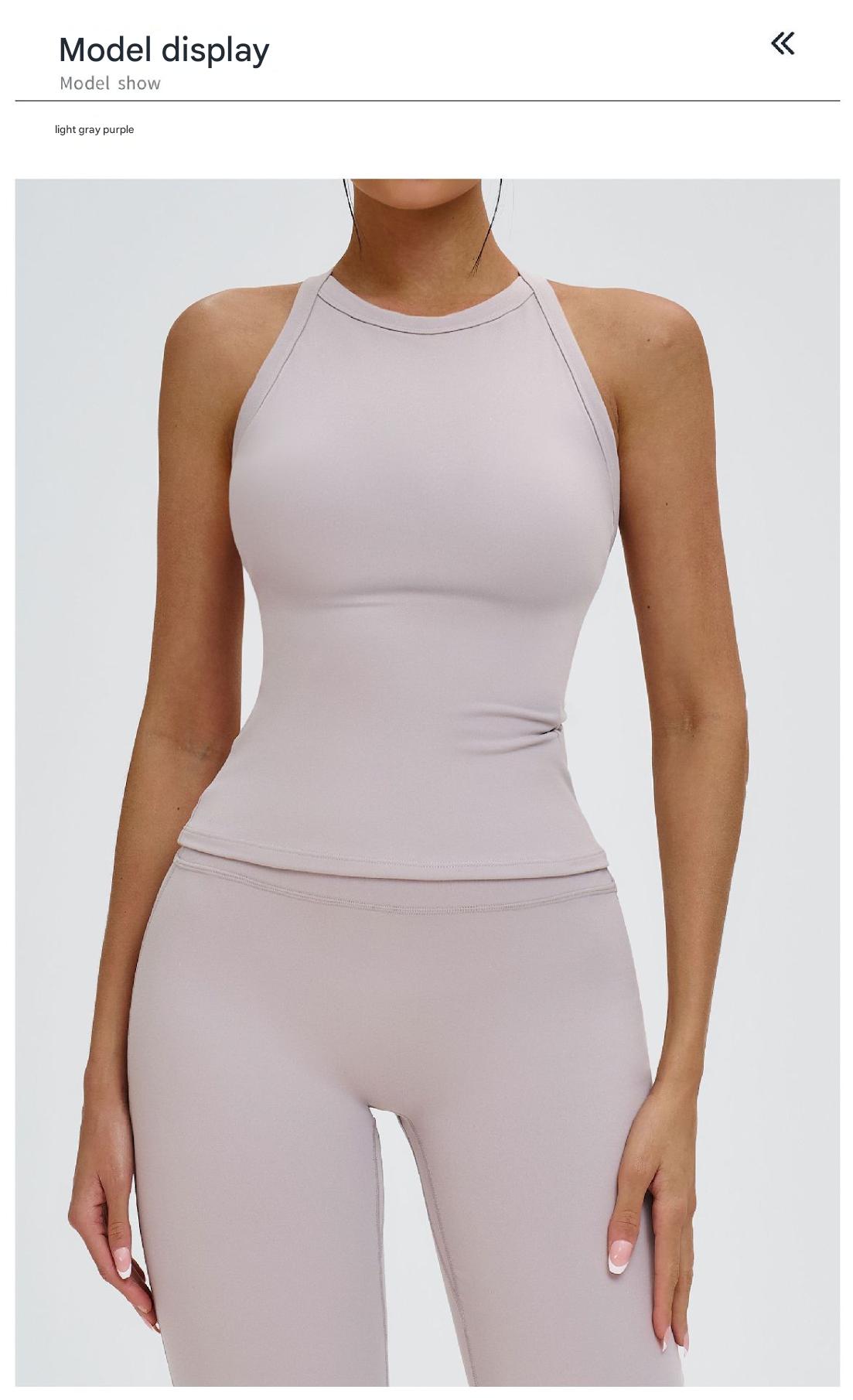 Women Off White Padded Racerback Tank Slim Yoga Running Daily Basic Camisole Top - Image 6